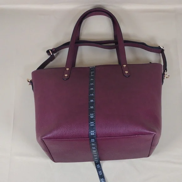 Poppy & Peonies Go Getter Vegan Leather Elegant Purple Berry Tote Bag Purse - Picture 8 of 16